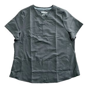 NWT Fabletics Method 2-Pocket Scrub Top Black Caribbean Blue XXL/1X